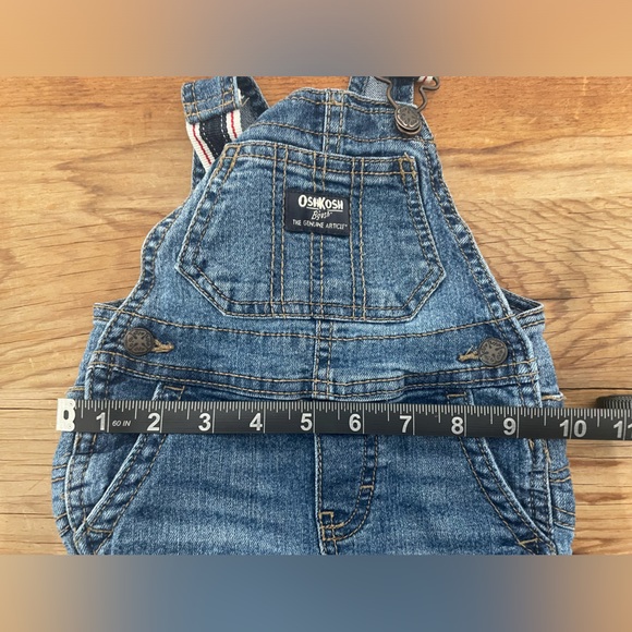 Oshkosh B’gosh Striped Strap Denim Shortalls Kid Overalls Toddler Baby Sz 6 Mo - Picture 7 of 8